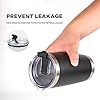 Stainless Steel Tumbler 20 Oz Black, Coffee Cup, Double Wall Tumbler Travel Mug w/Lid & Straws, keeps the Drinks Cold or Hot for Hours