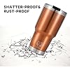 Copper Cure Stainless Steel Vacuum Insulated 30 oz Tumbler - Coffee Cup, Double Wall Tumbler, Travel Mug w/ Lid, Straws set and Straw Cleaning Brush, keeps the Drinks Cold or Hot for Hours