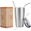 Stainless Steel Tumbler 20 Oz, Coffee Cup, Double Wall Tumbler Travel Mug w/ Lid & Straws, keeps the Drinks Cold or Hot for Hours
