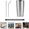 Stainless Steel Tumbler 20 Oz, Coffee Cup, Double Wall Tumbler Travel Mug w/ Lid & Straws, keeps the Drinks Cold or Hot for Hours