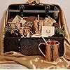Gift Set Pure Copper Hammered Mugs with Copper Straws & Wooden Coasters Set of 4 - PREMIUM QUALITY -16 Oz Copper Mug - 100% Handcrafted - A Gift Pack for your loved Ones.