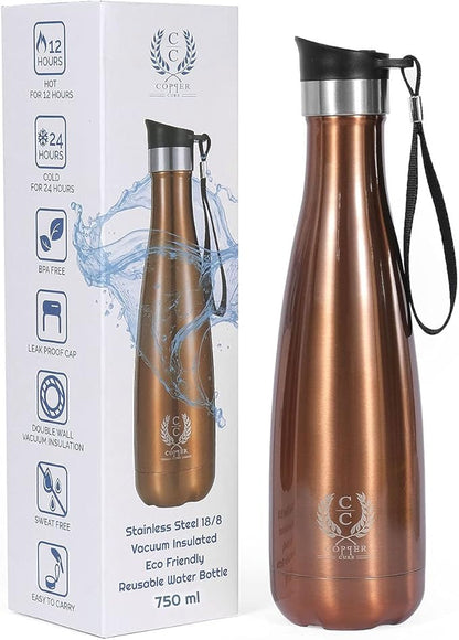 Stainless Steel Vacuum Insulated 25 Oz Bottle, Flask Sports Water Bottle, Thermos Bottle, Double Walled Insulation that keeps the drink Cold or Hot up to 24 hours