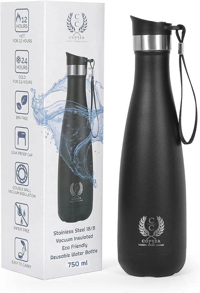 Stainless Steel Vacuum Insulated 25 Oz Bottle, Flask Sports Water Bottle, Thermos Bottle, Double Walled Insulation that keeps the drink Cold or Hot up to 24 hours